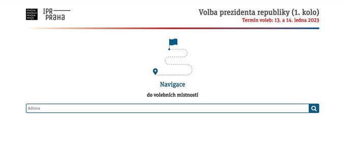 Úvodní obrazovka aplikace Kudy k volbám Úvodní obrazovka aplikace Kudy k volbám