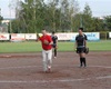 Přátelské utkání softballistek ČR s reprezentací Nového Zélandu, na nadhozu je K. Hanzlík, 5.8.2014